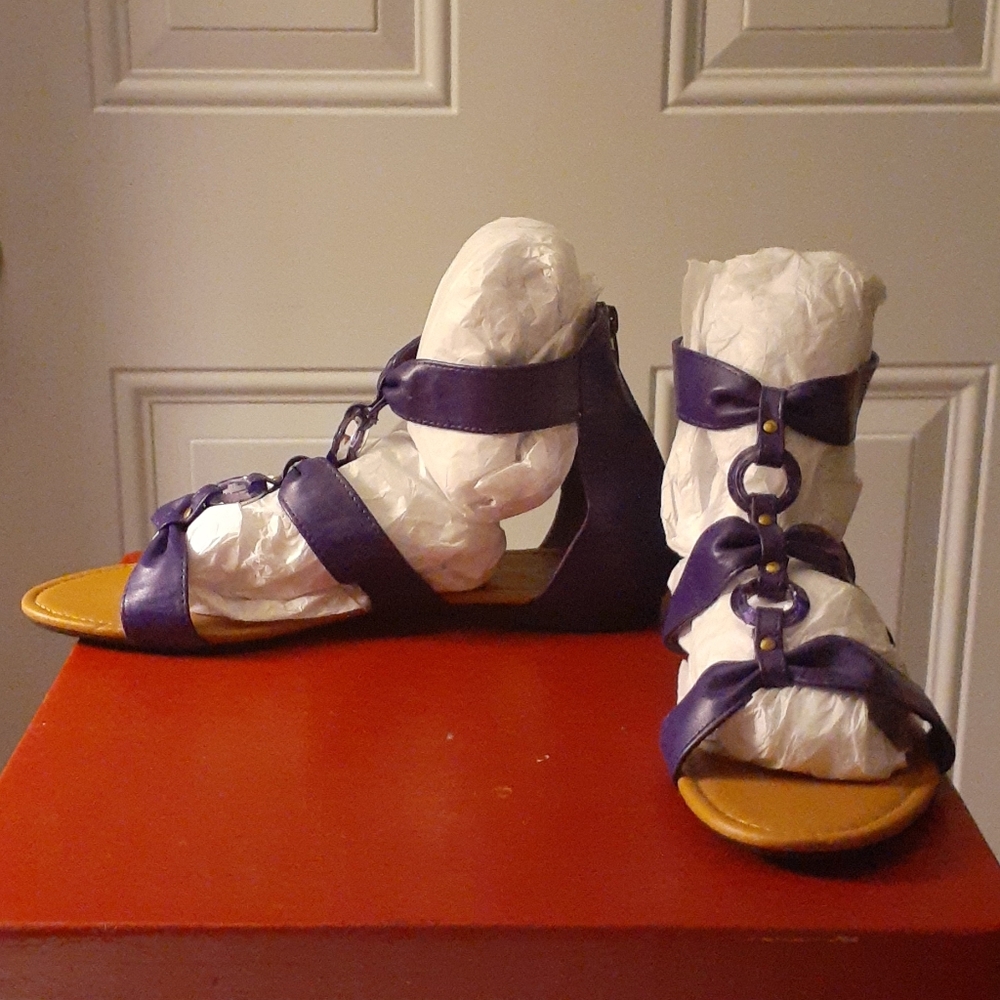 Max Collection faux leather purple gladiator sandals Size 12 - Picture 6 of 10